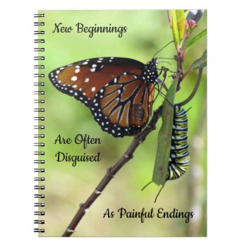 Butterfly / Caterpillar Quote Spiral Notebook by CatsEyeViewGifts at Zazzle