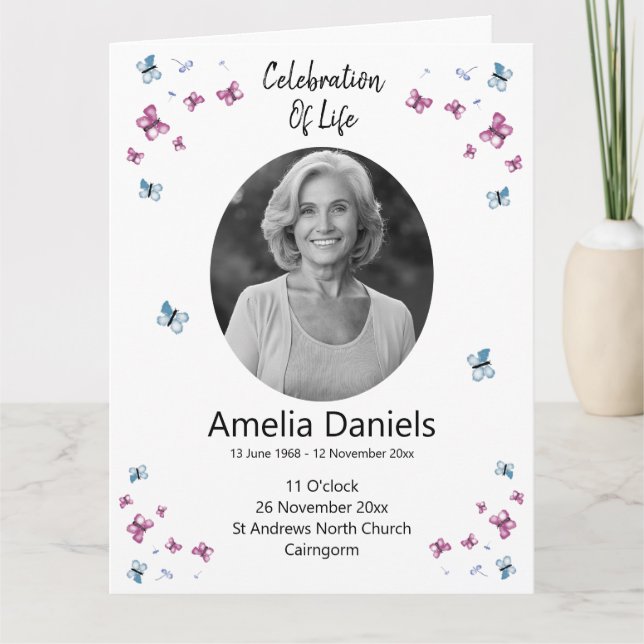 Butterfly Celebration of life  Card (Front)