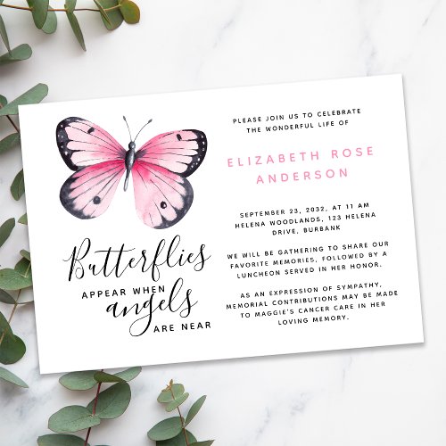 Butterfly Celebration of Life Memorial Service Invitation