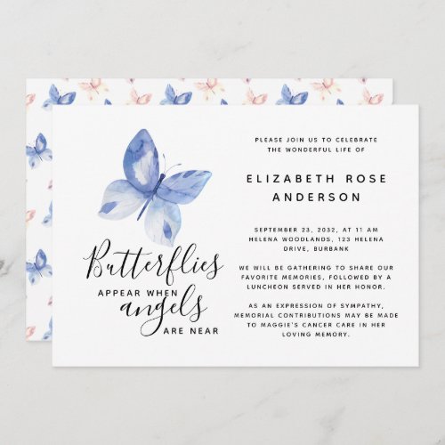 Butterfly Celebration of Life Memorial Service Invitation