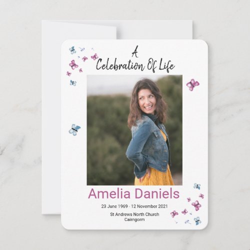 Butterfly Celebration Of Life Photo Card