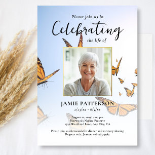 Butterfly, Celebration of Life Photo, Funeral Invitation