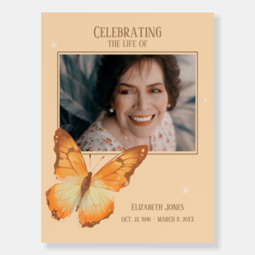 Butterfly Celebration Of Life w Photo Memorial  Foam Board