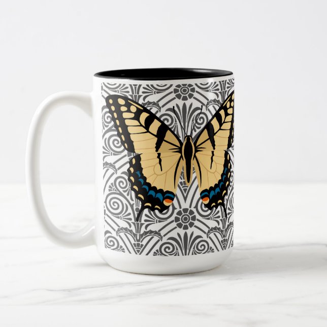 Butterfly Center of Attention Two-Tone Coffee Mug (Left)