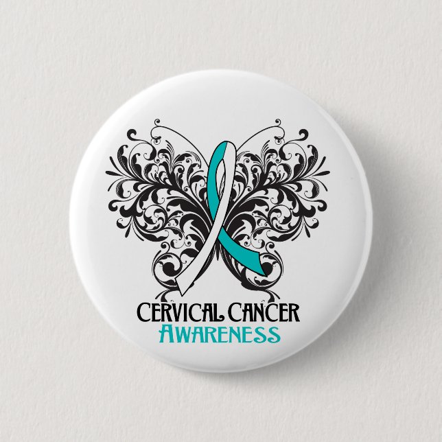 Butterfly Cervical Cancer Awareness Button (Front)
