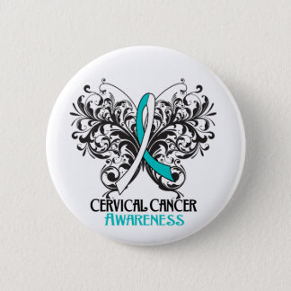Butterfly Cervical Cancer Awareness Button