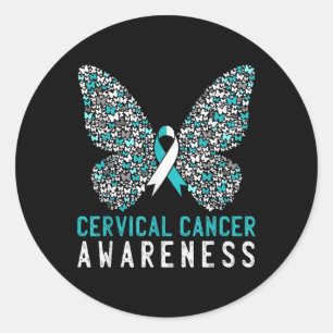Butterfly Cervical Cancer Awareness Month White Te Classic Round Sticker