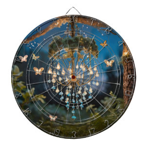 Butterfly Chandelier in Magical Forest Dartboard