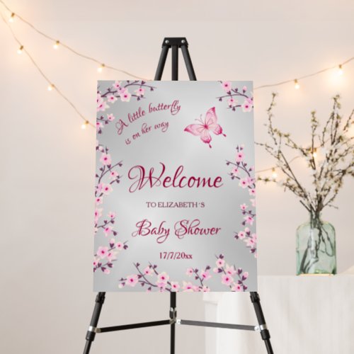 Butterfly Cherry Blossom Baby Shower Welcome Foam Board