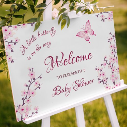 Butterfly Cherry Blossom Baby Shower Welcome Foam Board