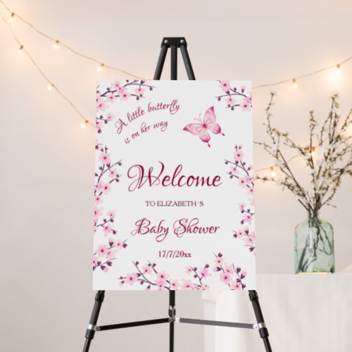 Butterfly Cherry Blossom Baby Shower Welcome Foam Board