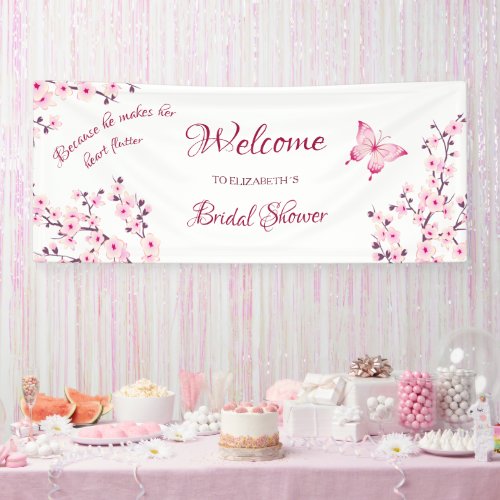 Butterfly Cherry Blossom Bridal Shower Welcome Banner