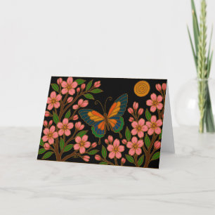 Butterfly Cherry Blossom Moon Card