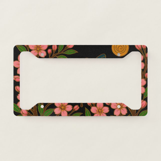Butterfly Cherry Blossom Moon License Plate Frame (Front)