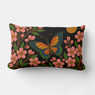 Butterfly Cherry Blossom Moon Lumbar Pillow