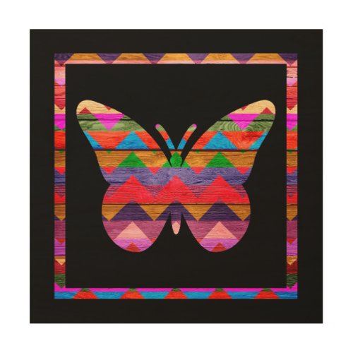 Butterfly Chevron Pattern on Wood Wood Wall Art