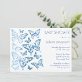 Butterfly Chic | Classic Blue Shine Baby Shower Invitation (Standing Front)