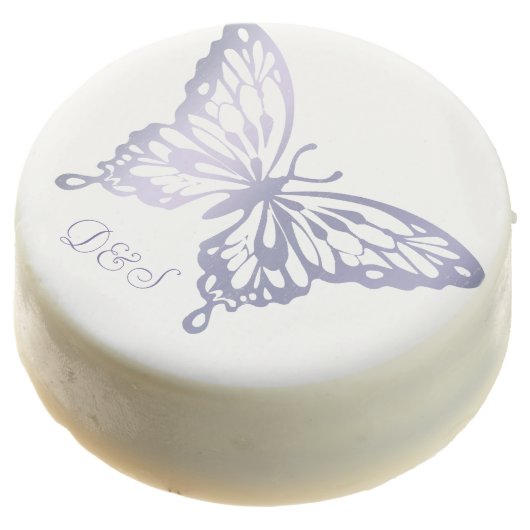 Butterfly Chic | Dusty Lavender Purple Monogram Chocolate Covered Oreo (Angled)