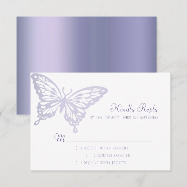 Butterfly Chic | Dusty Lavender Purple Violet RSVP Card (Front/Back)