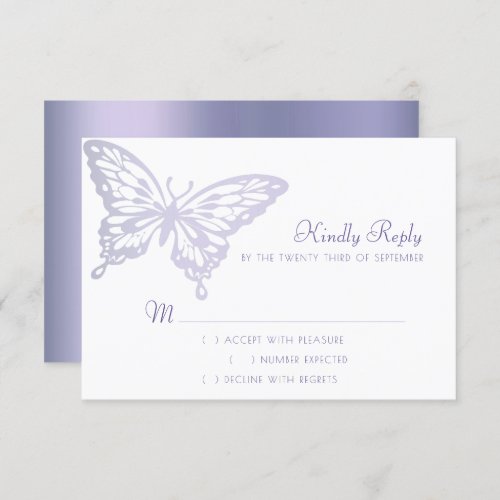 Butterfly Chic  Dusty Lavender Purple Violet RSVP Card
