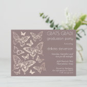 Butterfly Chic Graduation | Copper Rose Gold Invitation (Standing Front)