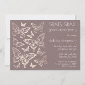 Butterfly Chic Graduation | Copper Rose Gold Invitation (Front)