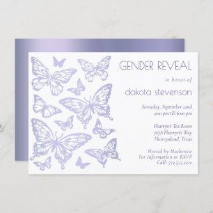Butterfly Chic Lavender Purple Gender Reveal Invitation
