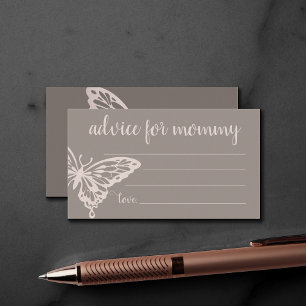 Butterfly Chic Shower   Blush Taupe Advice for Mom Enclosure Card