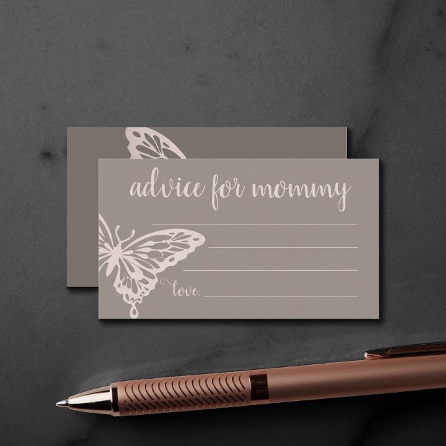 Butterfly Chic Shower | Blush Taupe Advice for Mom Enclosure Card (Creator Uploaded)