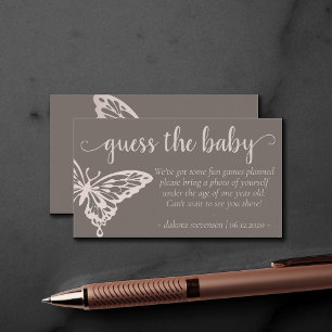 Butterfly Chic Shower   Blush Taupe Guess the Baby Enclosure Card