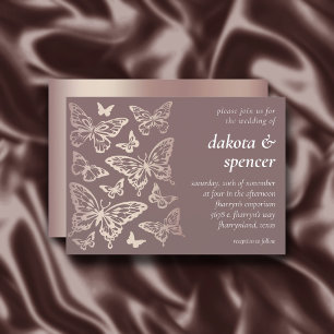 Butterfly Chic Wedding Blush Rose Gold Metallic Invitation