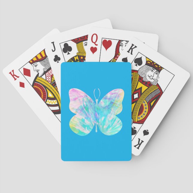 Butterfly Chiffon Blue Art Playing Cards (Back)
