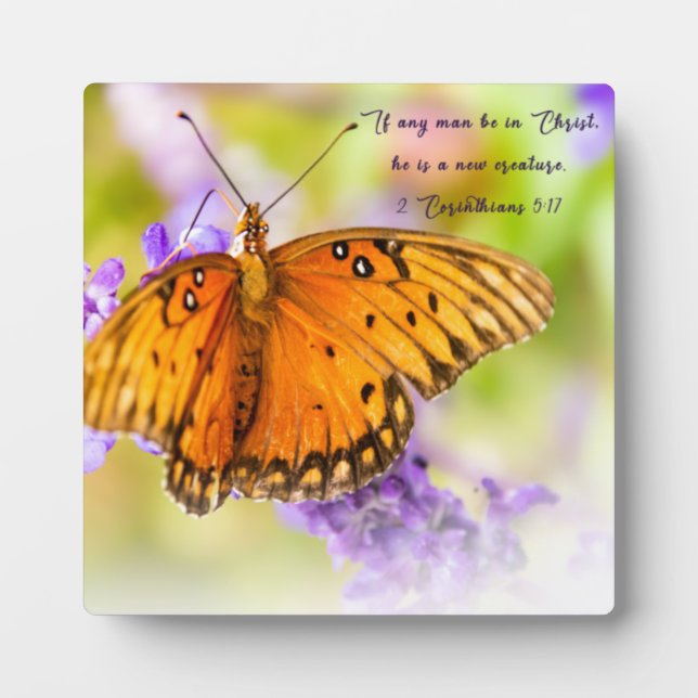 Butterfly Christian Home Decor Plaque with Easel (Front)