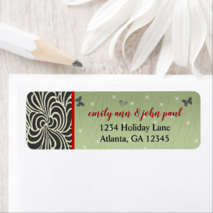 Butterfly Christmas Swirl Return Address Labels