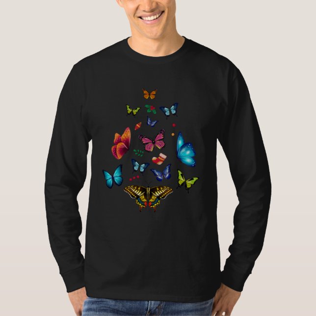 Butterfly Christmas Tree Lights Butterfly Women Gi T-Shirt (Front)