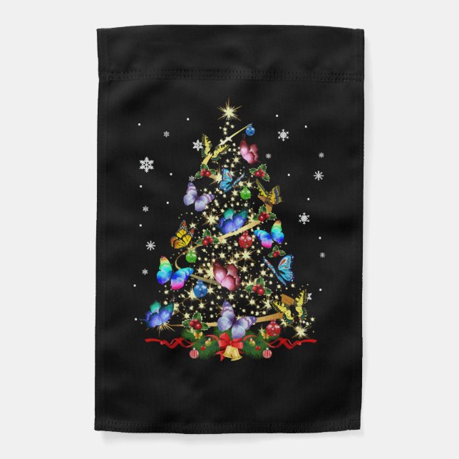 Butterfly Christmas Tree Lights Women Girls Xmas B Garden Flag (Front)