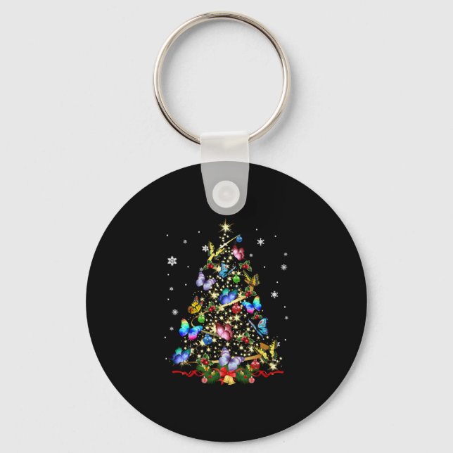 Butterfly Christmas Tree Lights Women Girls Xmas B Keychain (Front)