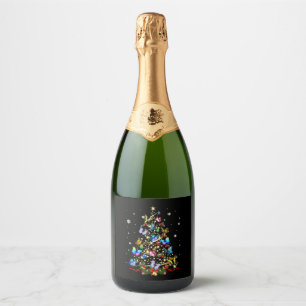 Butterfly Christmas Tree Lights Women Girls Xmas B Sparkling Wine Label