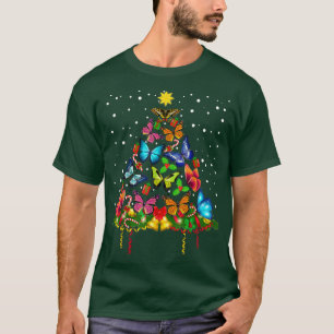 Butterfly Christmas Tree Lights Women Girls Xmas B T-Shirt