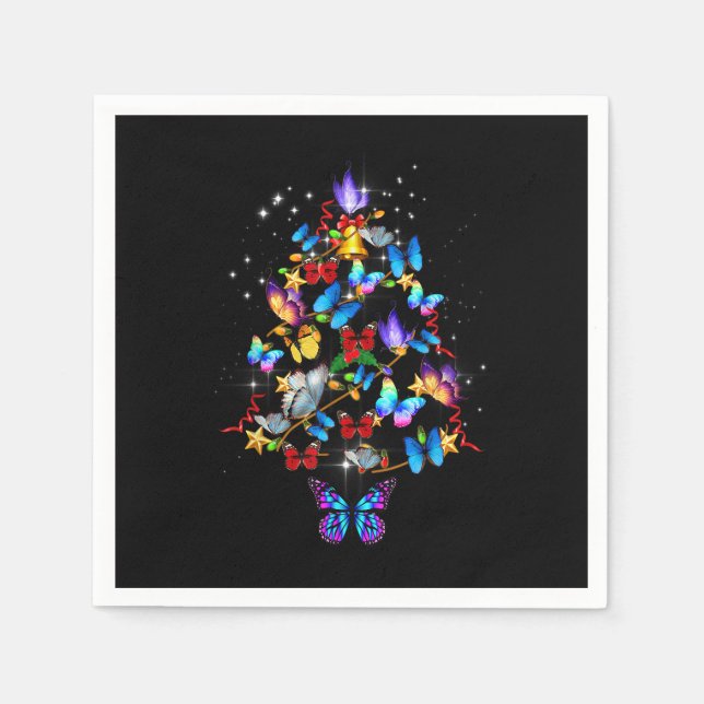 Butterfly Christmas Tree Lights Women Girls Xmas P Napkins (Front)