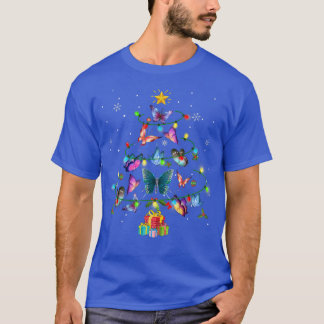 Butterfly Christmas Tree Xmas Ornaments Lights Ins T-Shirt