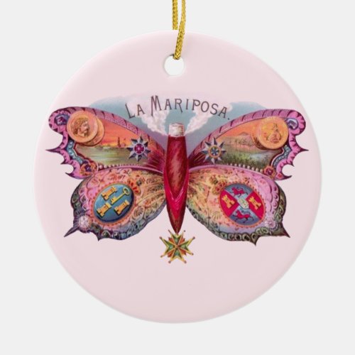 Butterfly Cigar Antique Painting Advertising Ceramic Ornament