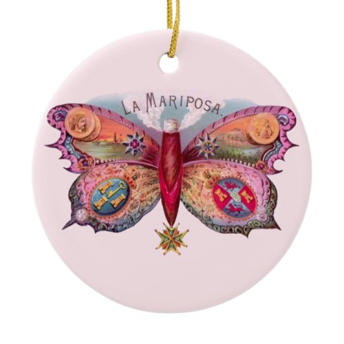 Butterfly Cigar Antique Painting Advertising Ceramic Ornament