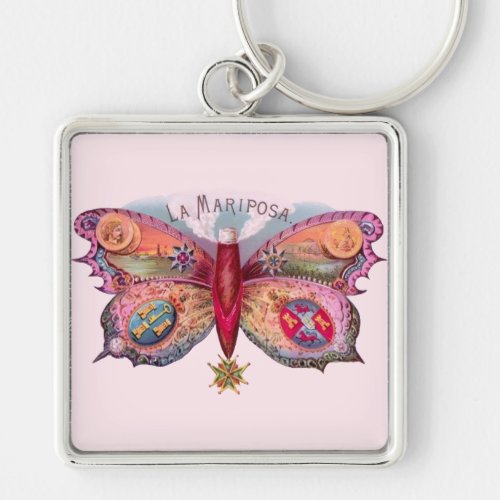 Butterfly Cigar Antique Painting Advertising Keychain