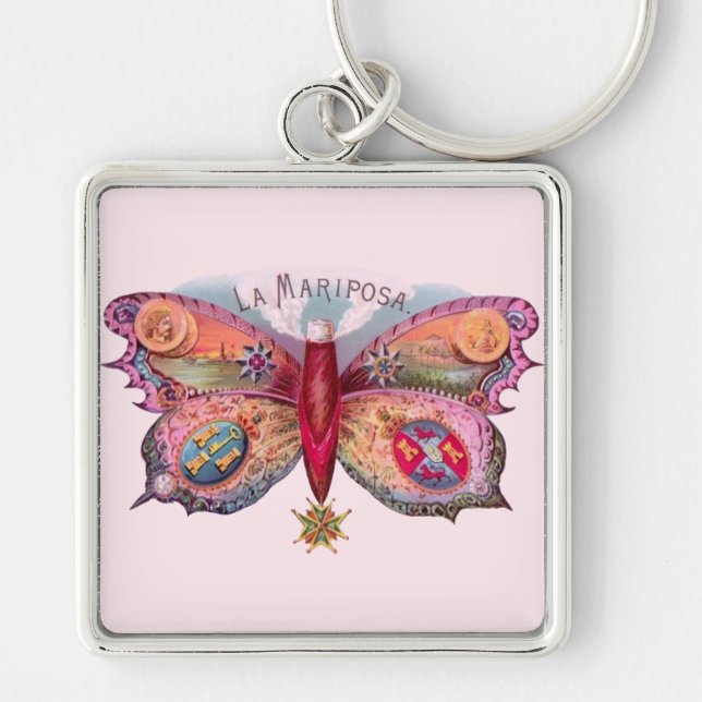 Butterfly Cigar Antique Painting Advertising Keychain (Front)