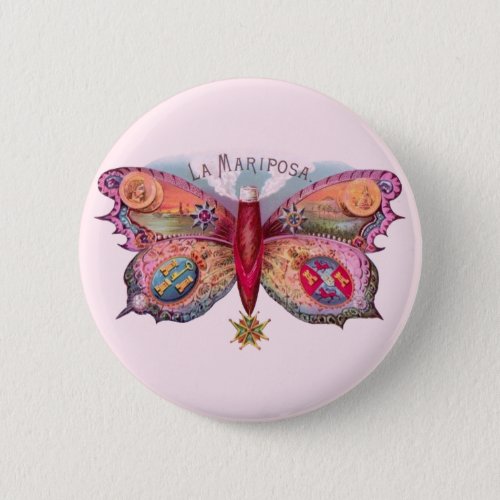 Butterfly Cigar Antique Painting Advertising Pinback Button