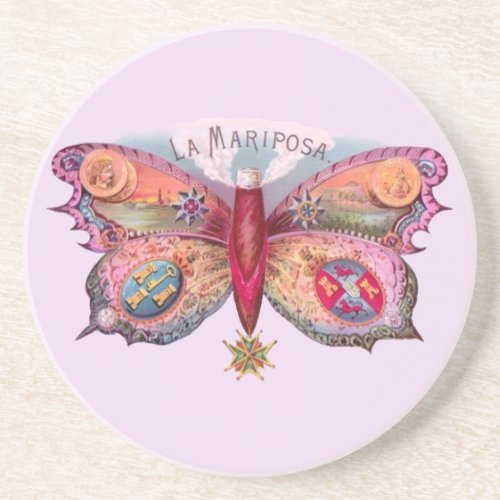 Butterfly Cigar Antique Painting Advertising Sandstone Coaster