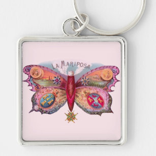 Butterfly Cigar Antique Painting  Keychain