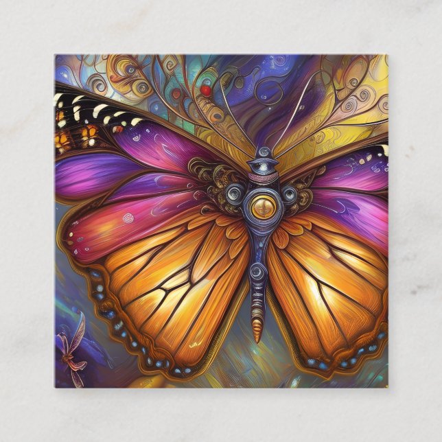 Butterfly Cinematic Digital Painting Square Business Card (Front)
