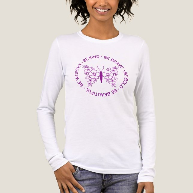 Butterfly Circle Affirmation Quotes Purple Tri-Blend Shirt (Front)